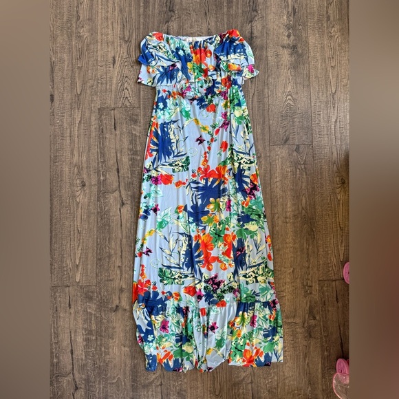 T-Bags Los Angeles Tropical Floral Boho Maxi Dress- Small - Picture 1 of 5